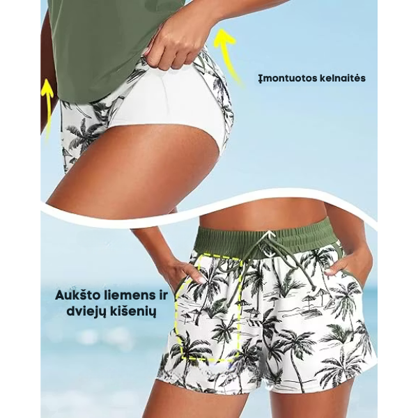 3 daļu peldkostīms ar šortiem un brīvu blūzi