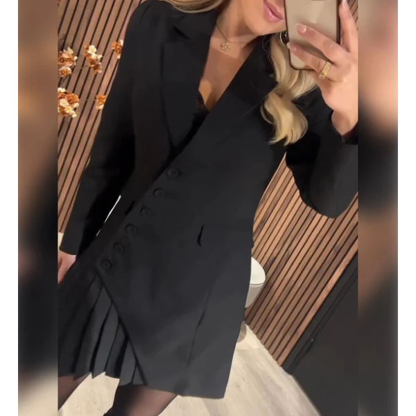 Eleganta žaketa stila A-līnijas kleita