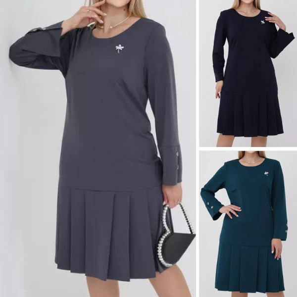 Eleganta plisēta kleita ar pogām
